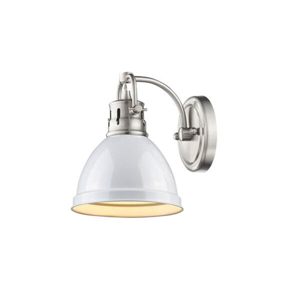 Quinn Pewter One-Light Vanity Fixture with White Shade, image 1