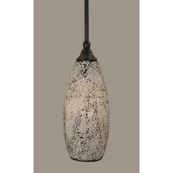 Any Matte Black 13-Inch One-Light Pendant with Tall Black Fusion Glass, image 1