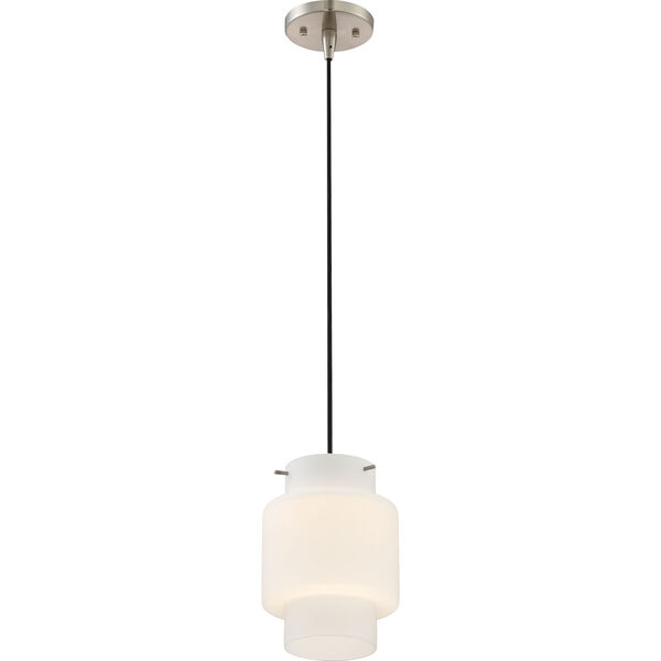 Del Brushed Nickel LED Mini Pendant with Opal Glass, image 1