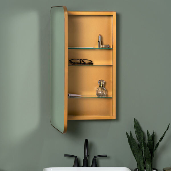 Hadley Gold Surface Medicine Cabinet with Adjustable Shelves, image 1