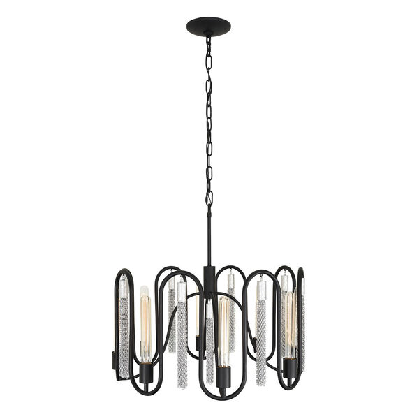 Darden Matte Black and Painted Chrome Eight-Light Pendant, image 1