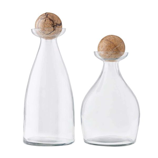 Thayer Clear Glass Chai Marble Decanters, Set of Two, image 1