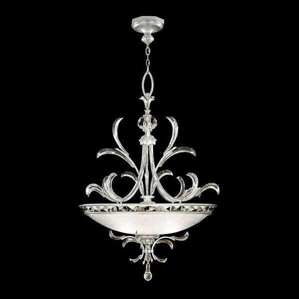 Beveled Arcs Silver 44-Inch Three-Light Pendant with Crystal Accents, image 1