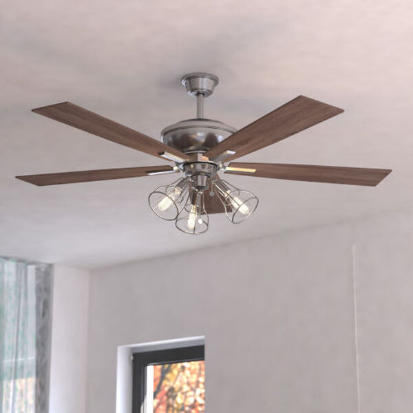 Clybourn Satin Nickel 52-Inch 3-Light Ceiling Fan, image 4