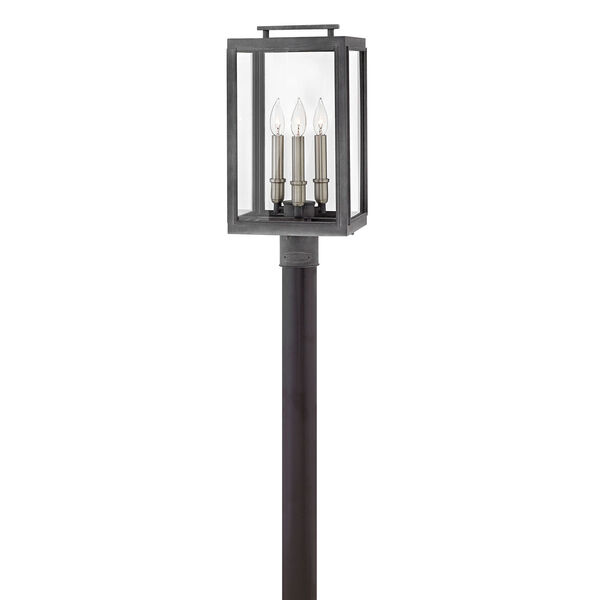 Sutcliffe Aged Zinc 10-Inch Three-Light Outdoor Post Top and Pier Mount, image 1