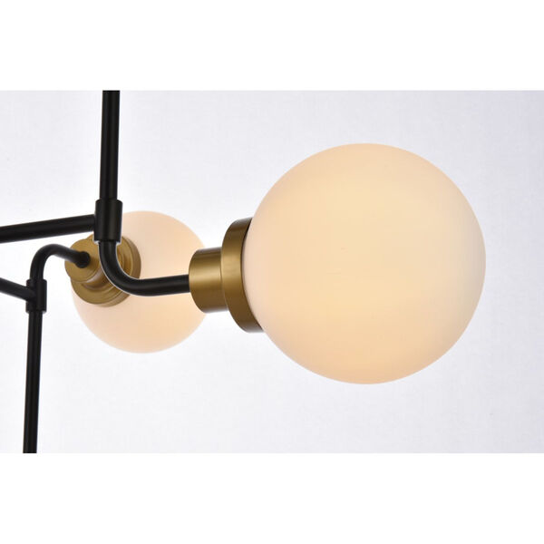Hanson Black and Brass and Frosted Shade Eight-Light Pendant, image 5