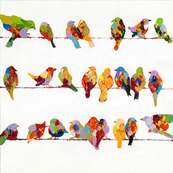 Birds on a Wire II: 36 x 36 Hand Painted Canvas Wall Art, image 1