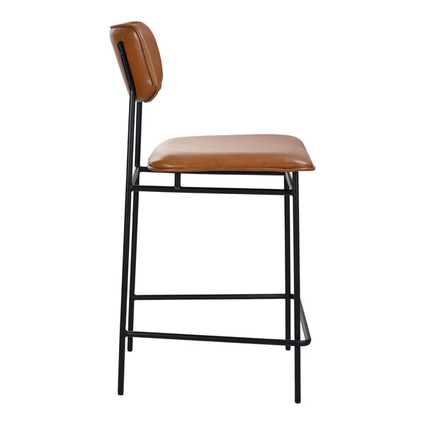 Sailor Brown and Black Counter Stool with Low Backrest, image 2