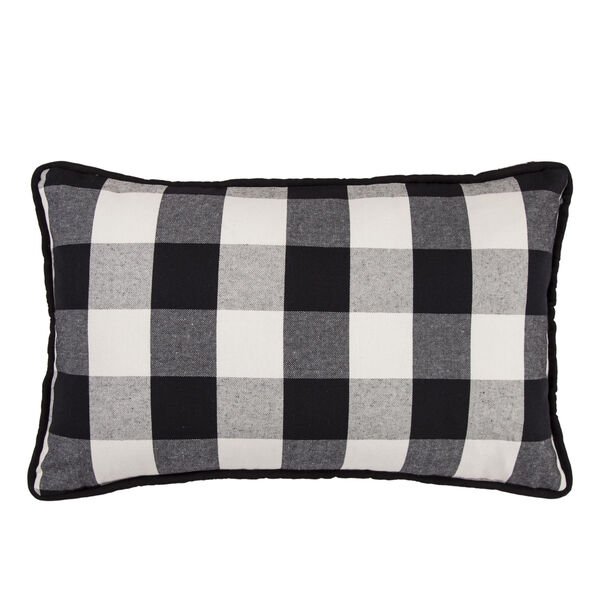Blackberry Black and White 16 In. X 26 In. Check Throw Pillow, image 1