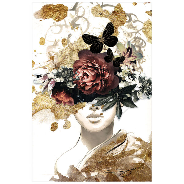 Gold Covered Frameless Free Floating Tempered Glass Graphic Wall Art, image 2