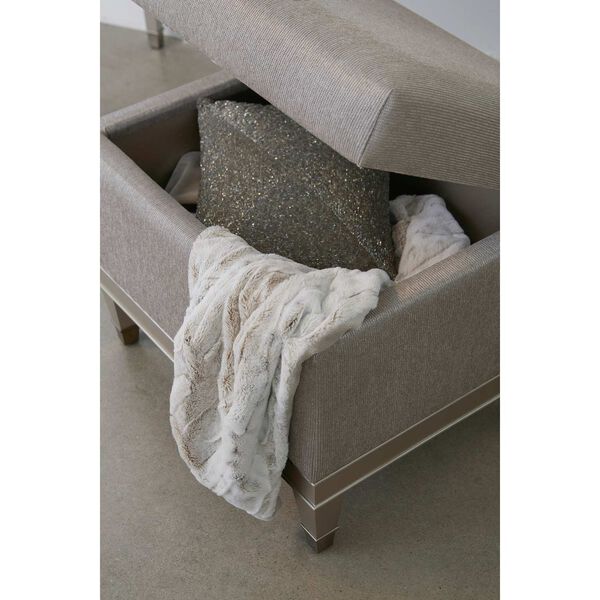 Zoey Silver Vanity Upholstered Storage Bench, image 4