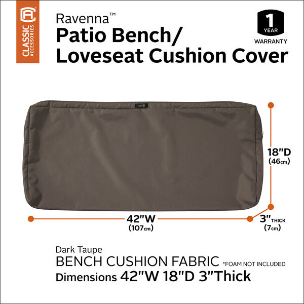 Maple Dark Taupe 42 In. x 18 In. Patio Bench Settee Cushion Slip Cover, image 3