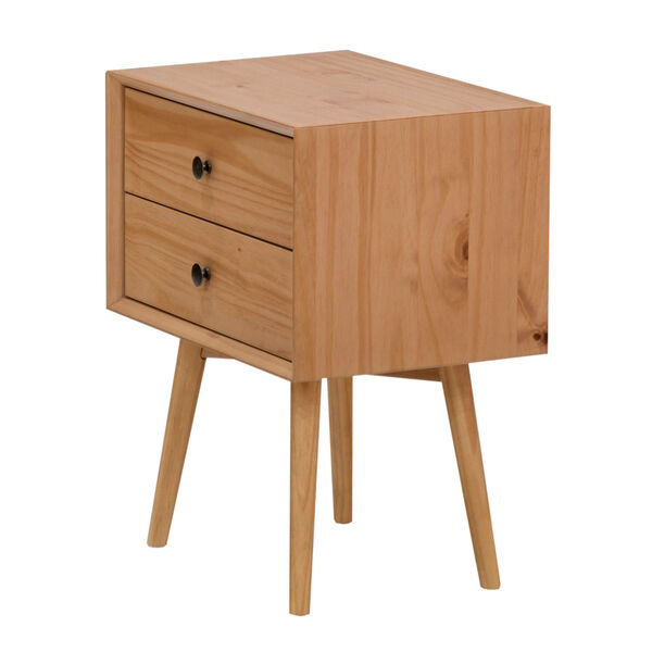 Natural Pine Two-Drawer Solid Wood Nightstand, image 4