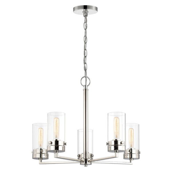 Intersection Polished Nickel Five-Light Chandelier, image 2
