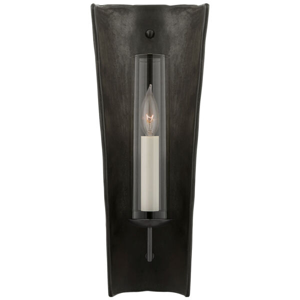 Downey Medium Reflector Sconce in Stained Black Metallic and Aged Iron with Clear Glass by Chapman  and  Myers, image 1