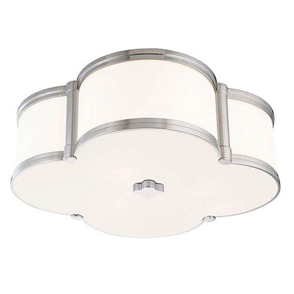 Chandler Polished Nickel Three-Light Flush Mount with Opal Glass, image 1