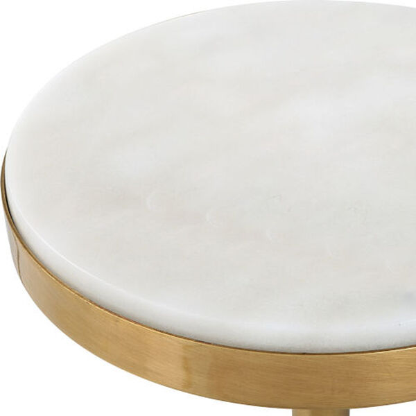Edifice White and Brushed Brass Marble Drink Table, image 2