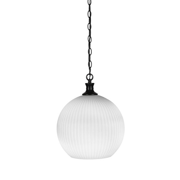 Carina Matte Black One-Light 17-Inch Chain Hung Pendant with Opal Frosted Glass, image 1