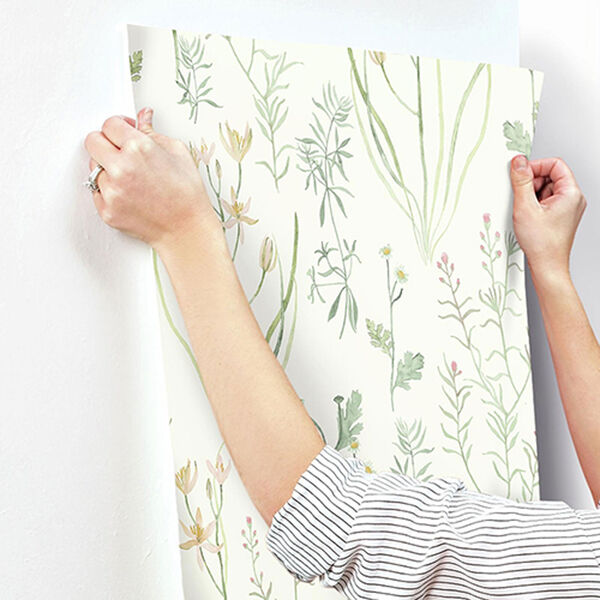 Norlander White and Off White Alpine Botanical Wallpaper - SAMPLE SWATCH ONLY, image 3