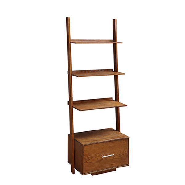 American Heritage Dark Walnut Ladder Bookcase with File Drawer, image 4