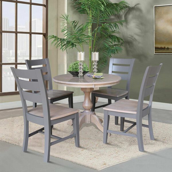 Parawood III Washed Gray Clay Taupe 36-Inch  Round Top Pedestal Table with Four Chairs, image 2