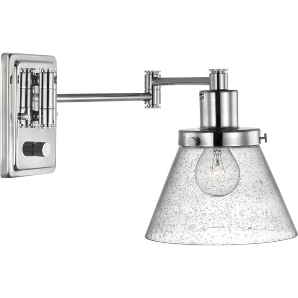 Hinton Polished Nickel One-Light ADA Wall Sconce with Clear Seeded Glass, image 1