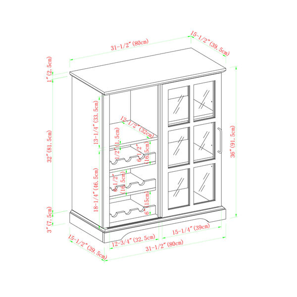 Lennon Slate Gray Sliding Glass Door Bar Cabinet, image 2