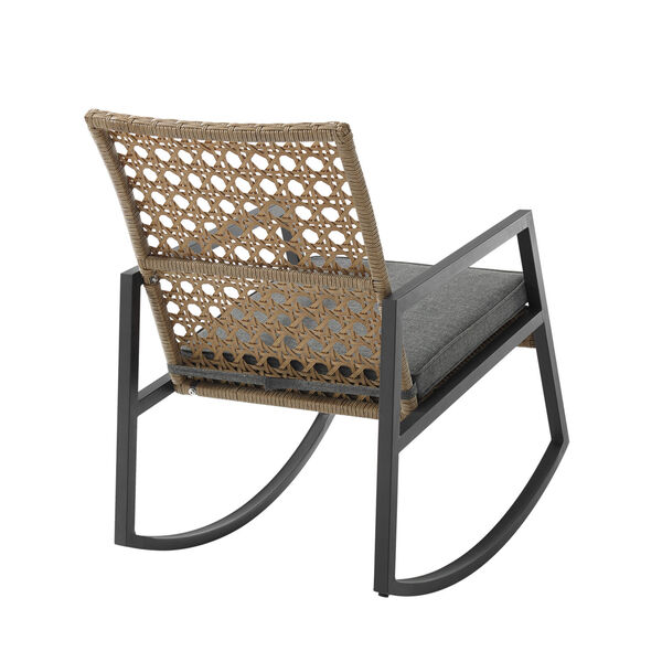 Brown and Gray Outdoor Rattan Rocking Chair, image 5
