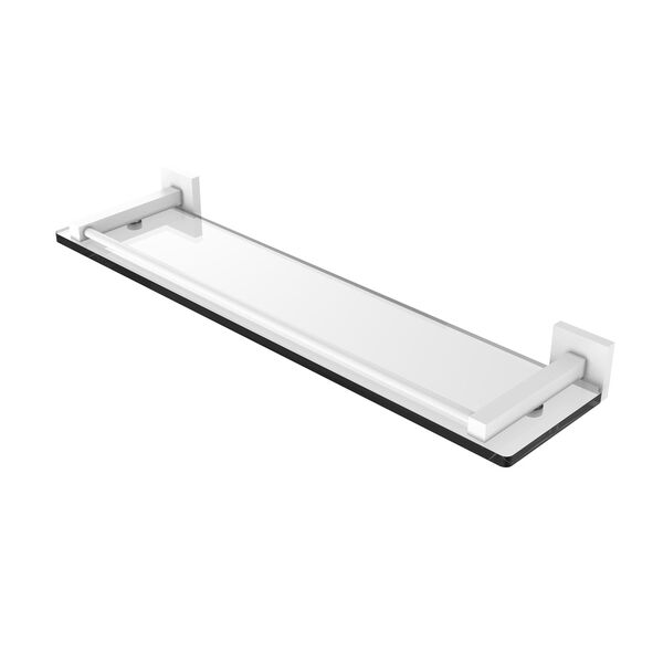 Montero Matte White 22-Inch Glass Shelf with Gallery Rail, image 1