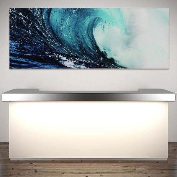 Blue Wave 2 Frameless Free Floating Tempered Glass Graphic Wall Art, image 1