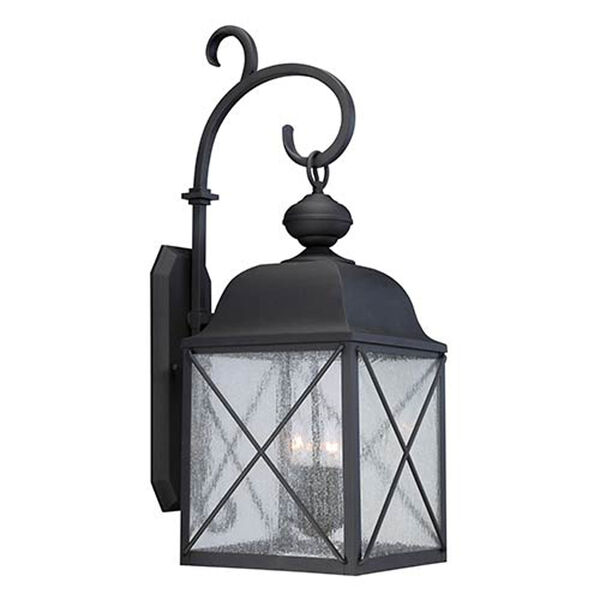 Wellington Textured Black 31-Inch One-Light Outdoor Wall Sconce with Seeded Glass, image 1