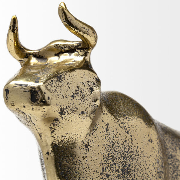 Taurus I Gold Cast Aluminum Bull Figurine, image 4
