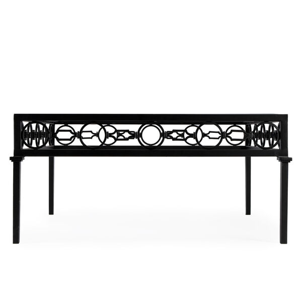 Southport Black Iron Upholstered Outdoor Coffee Table, image 3