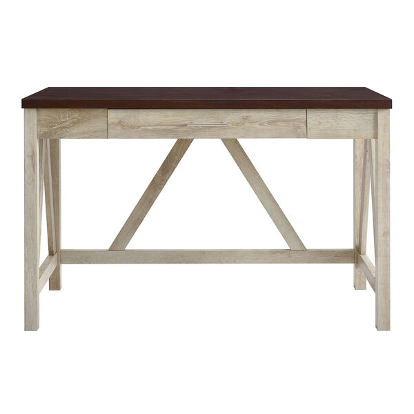 46-Inch A-Frame Desk, White Oak Base/Traditional Brown Top, image 2
