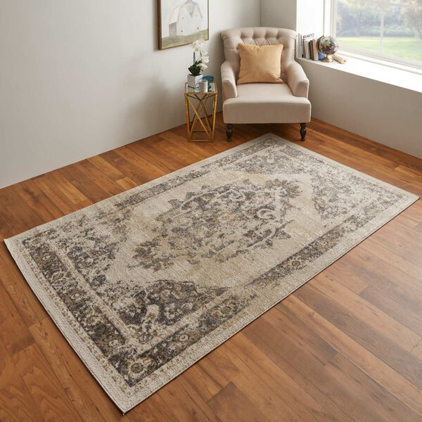 Camellia Ivory Gray Brown Rectangular 4 Ft. 3 In. x 6 Ft. 3 In. Area Rug, image 2