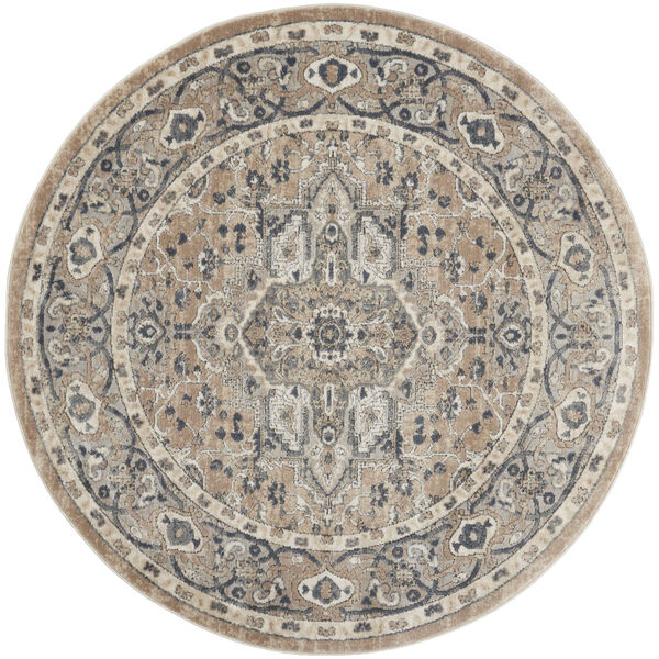 Concerto Beige Gray Round: 5 Ft. 3 In. x 5 Ft. 3 In. Area Rug, image 1