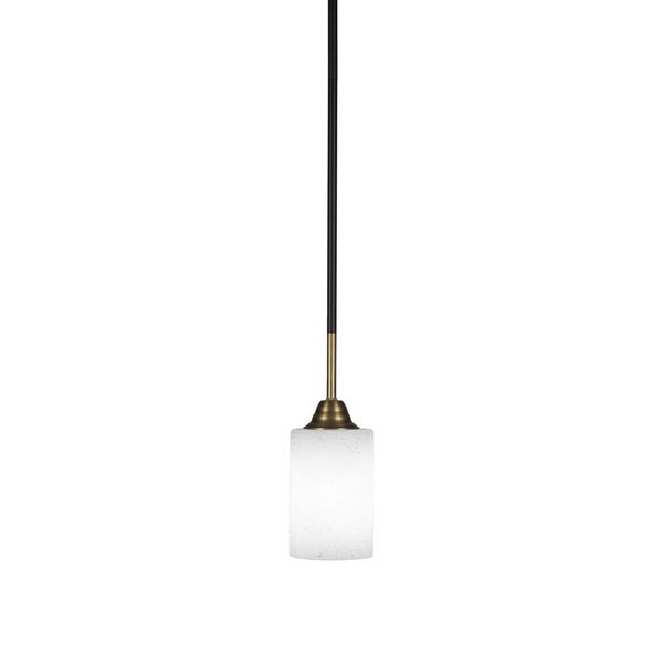 Paramount Matte Black and Brass Four-Inch One-Light Mini Pendant with White Muslin Shade, image 1