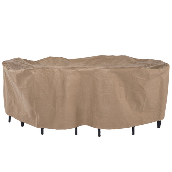Essential Latte 96 In. Rectangular Oval Patio Table with Chairs Set Cover, image 1