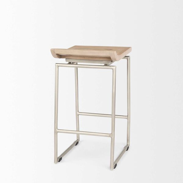 Givens Brown and Silver Metal Frame Counter Stool, image 5