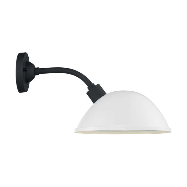 South Street Gloss White and Textured Black 12-Inch One-Light Outdoor Wall Mount, image 4