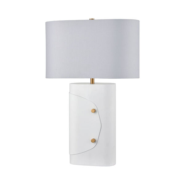Status Matte White and Aged Brass One-Light Table Lamp, image 2