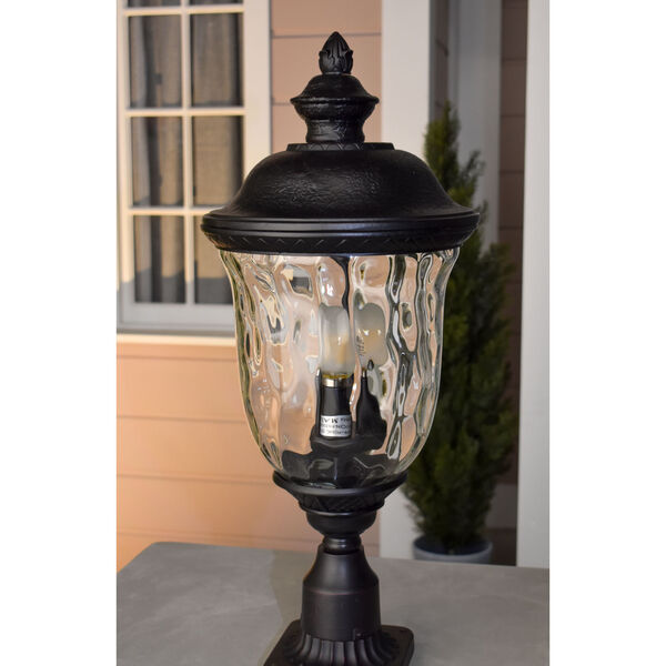 Carriage House Oriental Bronze Three-Light Outdoor Post Light with Water Glass, image 5