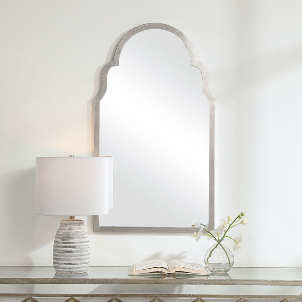 Aster Silver Leaf Finish Arch Wall Mirror, image 1
