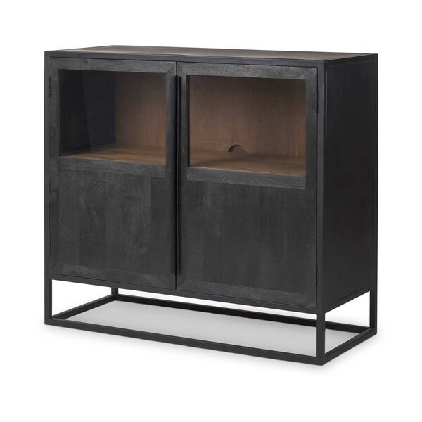 Sloan Black and Brown Metal Frame Accent Cabinet, image 1