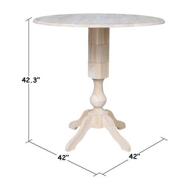 Gray and Beige 42-Inch Round Pedestal Dual Drop Leaf Table, image 4