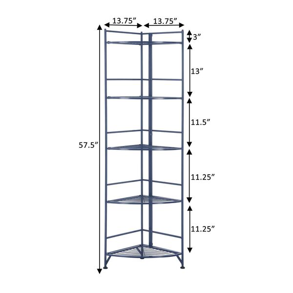 Xtra Storage Cobalt Blue Five-Tier Folding Metal Corner Shelf, image 6