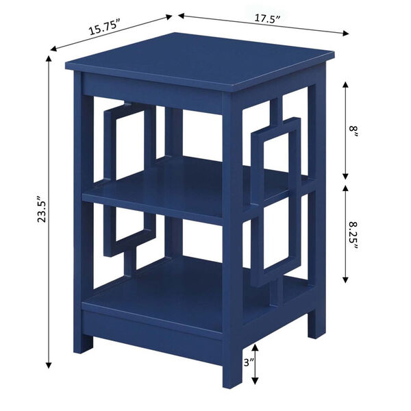 Town Square Cobalt Blue End Table with Shelves, image 6