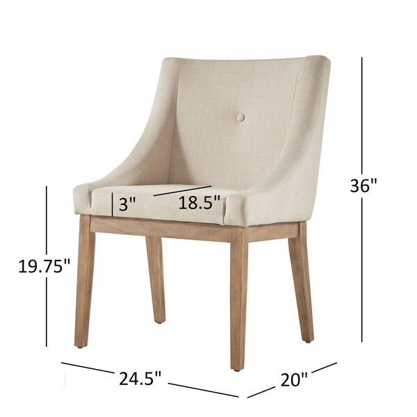 Century Beige Linen Slope Arm Side Chair, Set of 2, image 5
