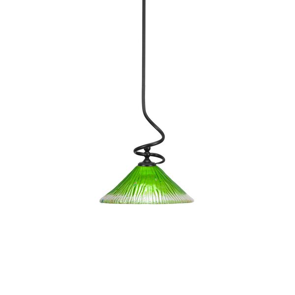 Capri Matte Black One-Light Pendant with 10-Inch Kiwi Green Bell Crystal Glass, image 1