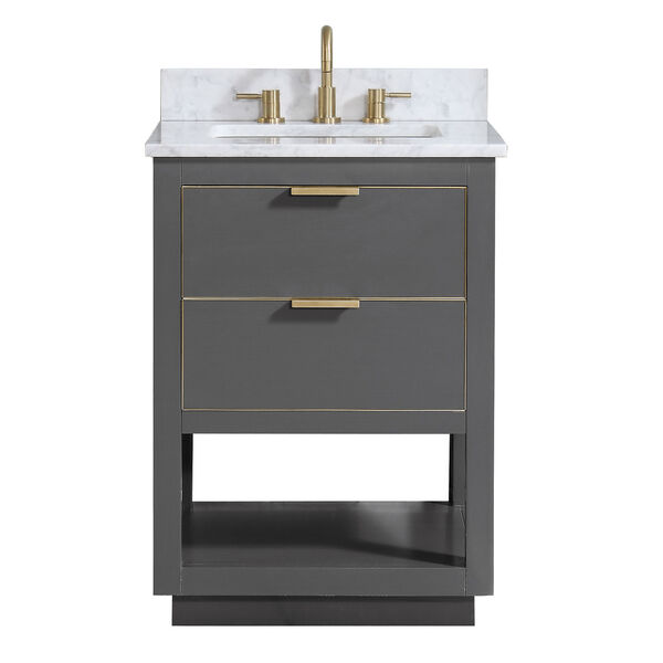 Allie 25-Inch Twilight Gray and Matte Gold Vanity Combo, image 1
